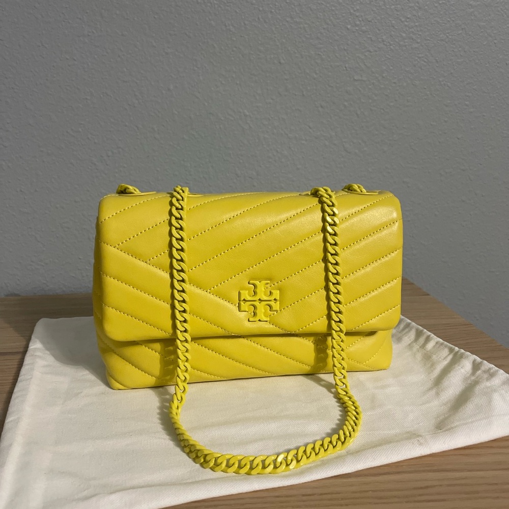Tory Burch Kira Chevron Quilted Powder Coated Small Convertible Shoulder Bag